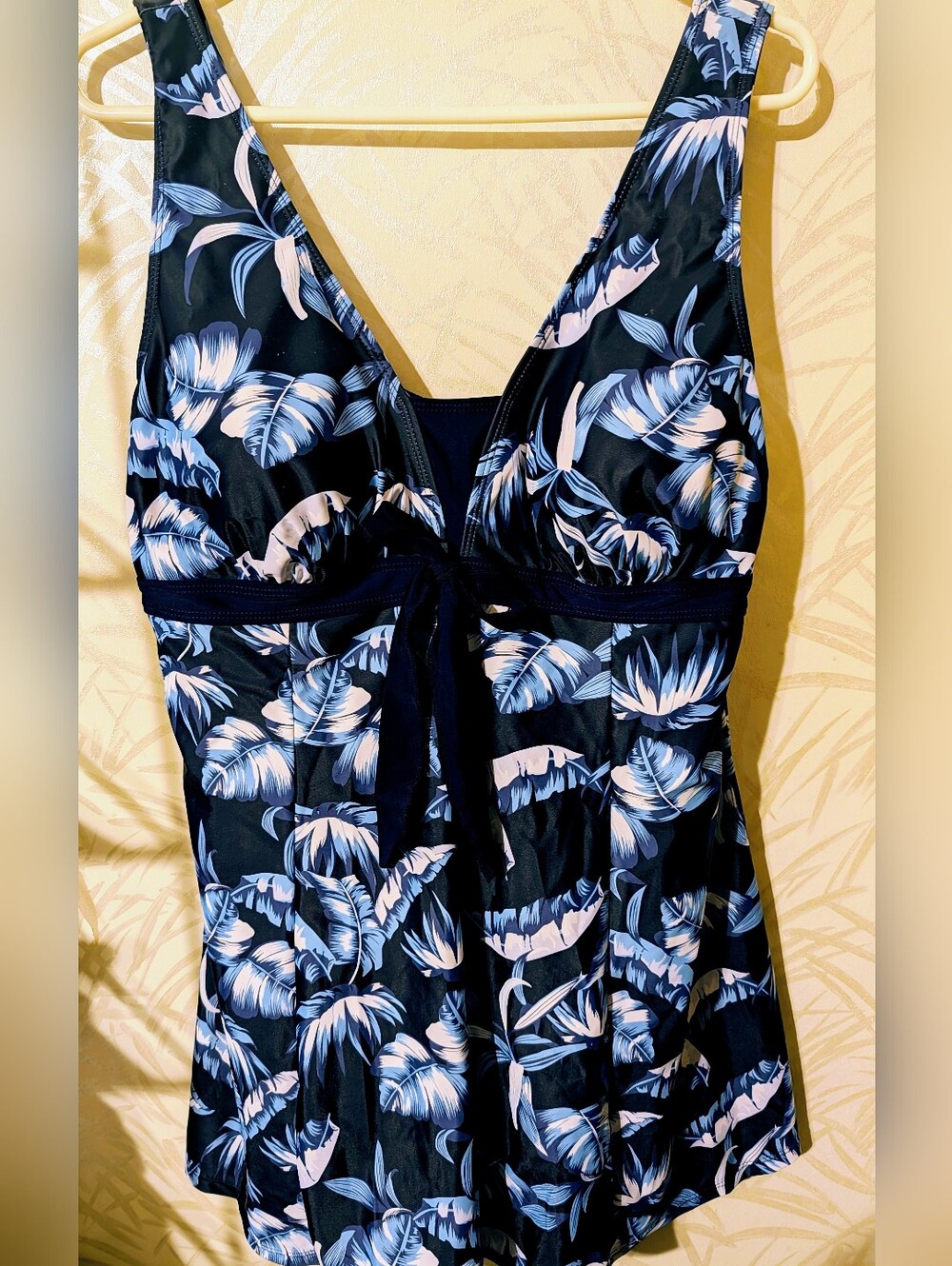 Women’s Navy Floral One-Piece Swimsuit with Tie Front